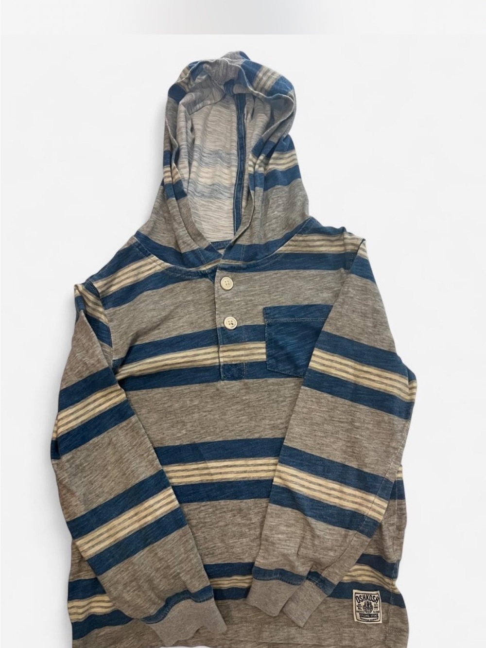 OshKosh B'gosh Blue & Gray Striped Hooded Pullover